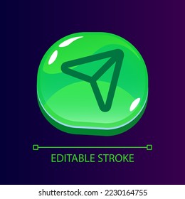 Send message glossy ui button with linear icon. Communication in online chat. Technology. Isolated user interface element for web, mobile, video game design. Editable stroke. Arial font used