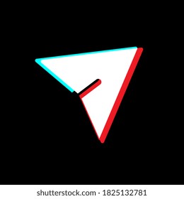 Send message icon in the colors of a popular social network. Isolated on black background
