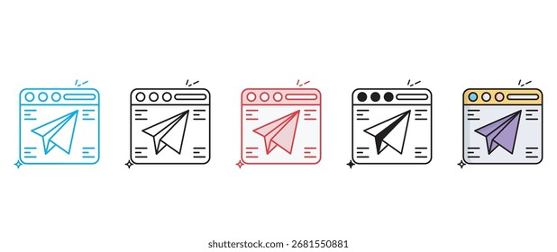 Send Message icon design with white background stock illustration