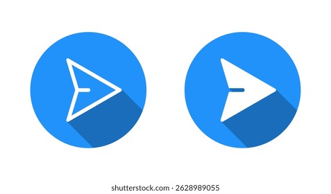 Send message icon with long shadow. Share post sign symbol