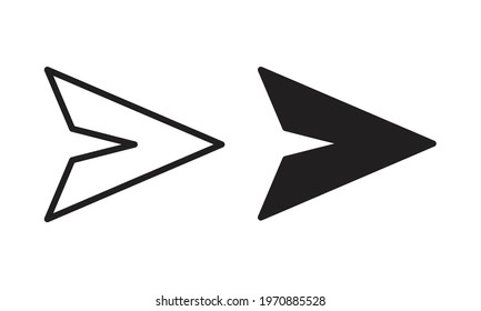 Send message icon, paper plane sign vector