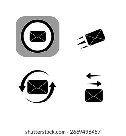 Icono de enviar mensaje. Envío de un mensaje con el logotipo de un sobre para un símbolo de correo, envíe una carta. Estilo plano o sólido para Sitios web y App. Ilustración vectorial. Concepto de comunicación y tecnología.