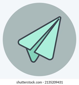 Enviar mensaje Icono de moda estilo mate de color aislado en un fondo azul suave