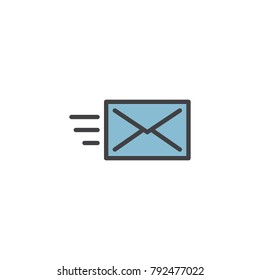 Send message, letter, e-mail, SMS, email, mail filled outline icon, line vector sign, linear colorful pictogram isolated on white. Envelope symbol, logo illustration. Pixel perfect vector graphics