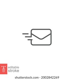 Icono de la línea de mensaje. Enviar un mensaje con el logotipo del sobre para entregar el símbolo de correo, enviar una carta. estilo de esquema para la aplicación del sitio web. Ilustración del vector de trazo editable. Diseño en fondo blanco EPS 10