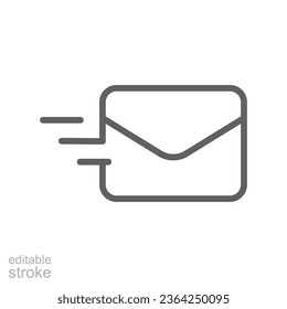 Send message line icon. Sending a message with envelope logo for deliver mail symbol, send letter. outline style for website app. Editable stroke Vector illustration. Design on white background EPS 10
