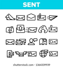 Send Message Linear Vector Icons Set. Send Email Thin Line Contour Symbols Pack. Online Communication Pictograms Collection. Internet Correspondence. Paper Plane, Envelope Outline Illustrations