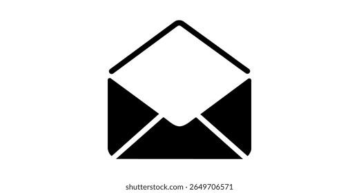 Ícone de linha de email de envio de mensagem. Botões de interface da newsletter. Ícone de email de envelope. Vetor de contorno de carta de email fechado. Pictograma de e-mail mínimo plano em fundo branco. Comunicação, Mensagens, Social