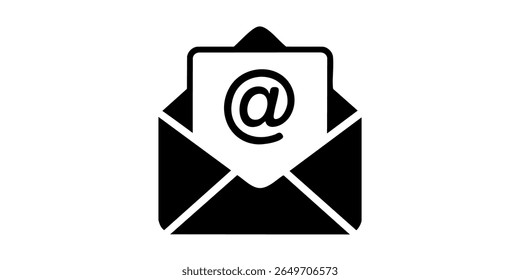 Ícone de linha de email de envio de mensagem. Botões de interface da newsletter. Ícone de email de envelope. Vetor de contorno de carta de email fechado. Pictograma de e-mail mínimo plano em fundo branco. Comunicação, Mensagens, Social