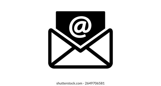 Ícone de linha de email de envio de mensagem. Botões de interface da newsletter. Ícone de email de envelope. Vetor de contorno de carta de email fechado. Pictograma de e-mail mínimo plano em fundo branco. Comunicação, Mensagens, Social