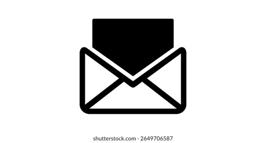Ícone de linha de email de envio de mensagem. Botões de interface da newsletter. Ícone de email de envelope. Vetor de contorno de carta de email fechado. Pictograma de e-mail mínimo plano em fundo branco. Comunicação, Mensagens, Social