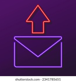 send message neon sign, modern glowing banner design, colorful modern design trends on black background. Vector illustration.