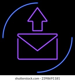 send message neon sign, modern glowing banner design, colorful modern design trends on black background. Vector illustration.