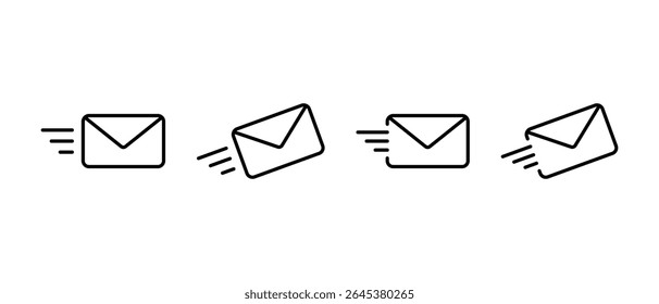 Send message outline icon set. Email, mail envelope sign symbol