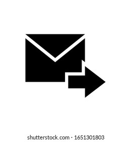 Send message vector icon. Forward email, letter, mail sending symbols. Chat, communication, next message icon. Envelope with right transfer arrow sign.