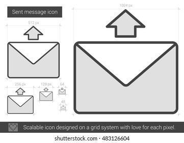 Send message vector line icon isolated on white background. Sent message line icon for infographic, website or app. Scalable icon designed on a grid system.
