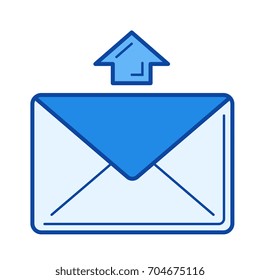 Send message vector line icon isolated on white background. Sent message line icon for infographic, website or app. Blue icon designed on a grid system.