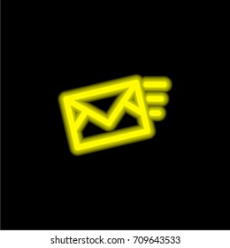Send Message yellow glowing neon ui ux icon. Glowing sign logo vector