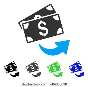 Send Money flat vector icon. Colored send money gray, black, blue, green pictogram versions. Flat icon style for application design.