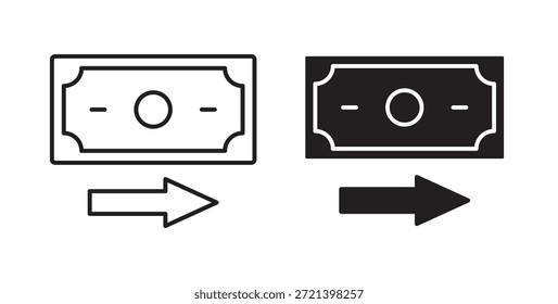 Conjunto de concepto de icono de envío de dinero. Colección de íconos simple
