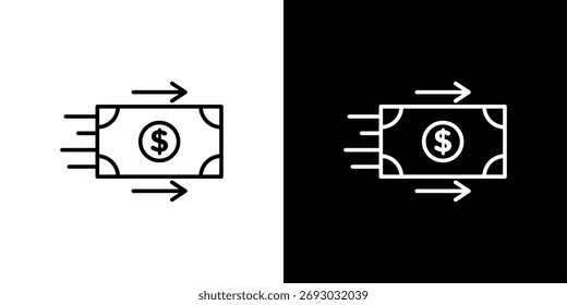 Enviar icono de dinero. Línea con trazo editable.