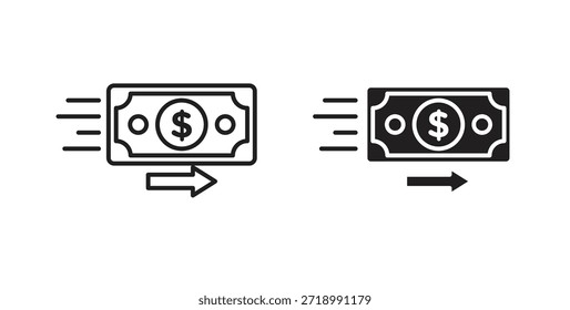 Enviar el icono del dinero para el App móvil, diseños editables