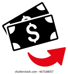 Send Money icon. Vector style is bicolor flat iconic symbol with rounded angles, intensive red and black colors, white background.