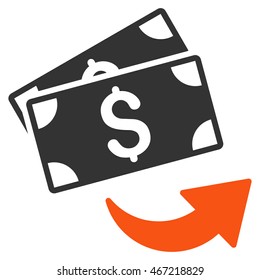 Send Money icon. Vector style is bicolor flat iconic symbol with rounded angles, orange and gray colors, white background.