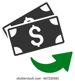 Send Money icon. Vector style is bicolor flat iconic symbol with rounded angles, green and gray colors, white background.