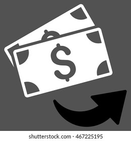 Send Money icon. Vector style is bicolor flat iconic symbol with rounded angles, black and white colors, gray background.