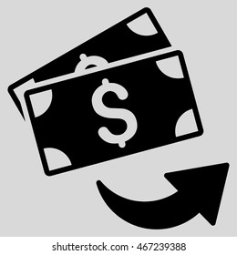 Send Money icon. Vector style is flat iconic symbol with rounded angles, black color, light gray background.