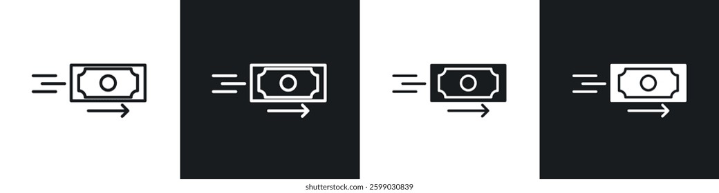 Send money icons in flat and linear vector illustration on white background.