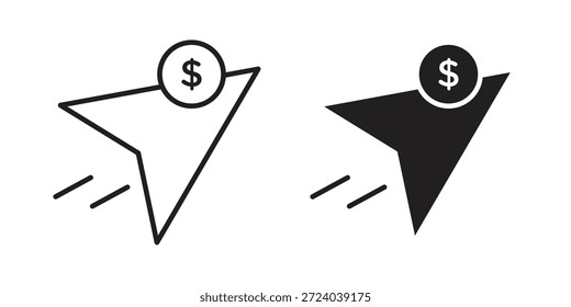 Enviar íconos de dinero, Vector de línea. conjunto de símbolos sólidos