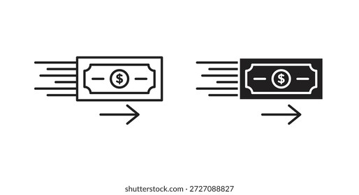 Send money icons set. Simple line vector illustration