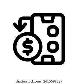 send money line icon. Clean and minimalist vector icon for websites, mobile apps, presentations, and logos. Fully scalable and customizable for any project.
