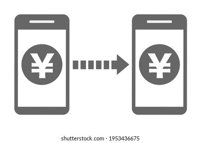 Envía dinero con la aplicación para smartphones. Ilustración vectorial.