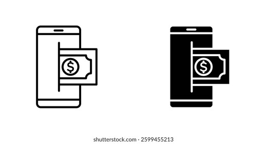 Send money smartphone flat simple vector icons illustration set.