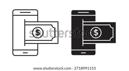 Send money smartphone icon for mobile app, editable designs