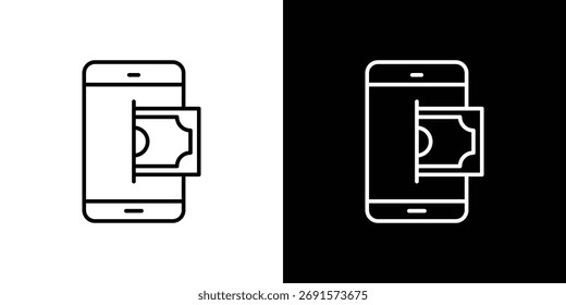 Geld senden Smartphone-Symbol. Packung dünner linearer Vektoren