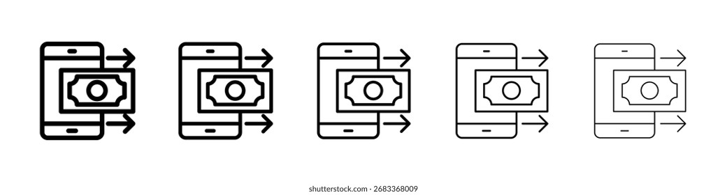 Enviar dinheiro ícone de smartphone Ilustração de arte vetorial