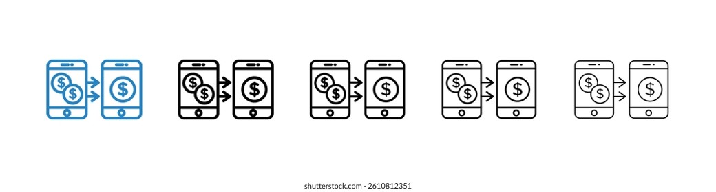 Send money smartphone icons collection vectors for web ui