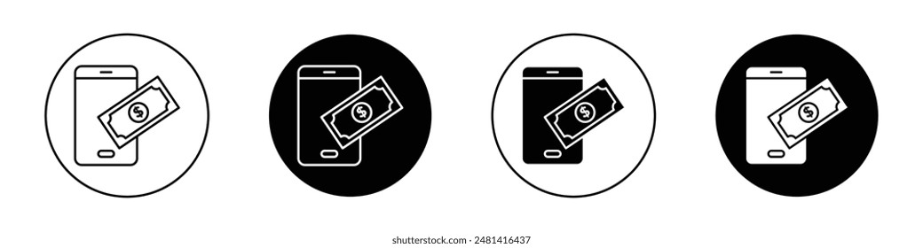 Enviar dinero smartphone contorneado icono colección de Vector.