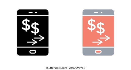 Send money smartphone web vector icons set