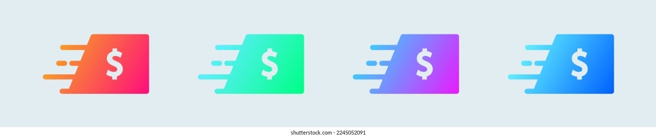 Send money solid icon in gradient colors. Payment signs vector illustration.
