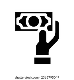 Send money solid icon. Human hand holding dollar bill meaning Transfer Money. Outline payment symbol for online mobile banking of finance concept. Vector illustration design on white background. EPS10