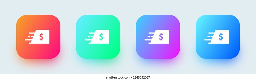 Send money solid icon in square gradient colors. Payment signs vector illustration.