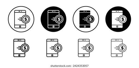 Enviar colección de juegos de iconos de vectores de dinero. Enviar dinero Contorno a un icono plano.