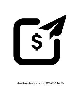 Send money. Vector illustration of digital money transfer icon, no menu for payment via digital wallet. Isolated on a blank background which can be edited and changed colors.