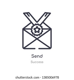 send outline icon. isolated line vector illustration from success collection. editable thin stroke send icon on white background