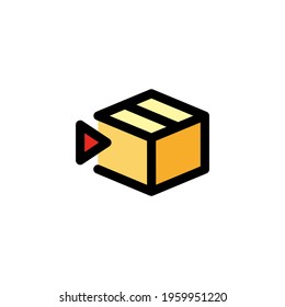 Send Package Unboxing Outline Icon Vector Illustration
